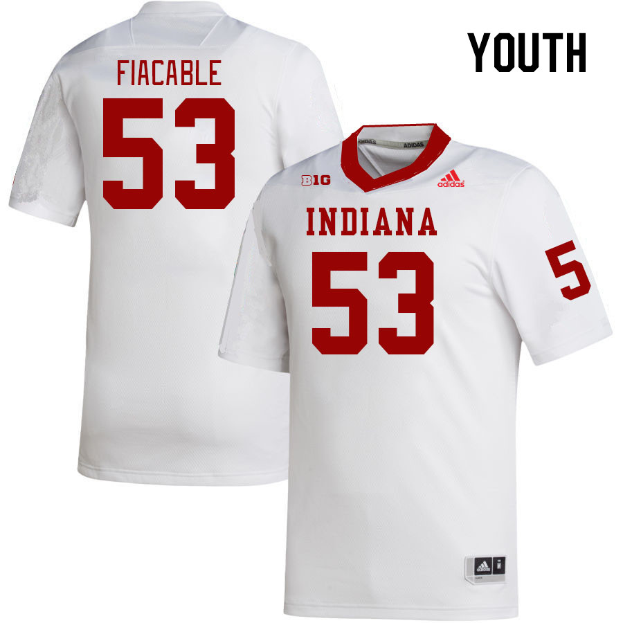 Youth #53 Vinny Fiacable Indiana Hoosiers College Football Jerseys Stitched-White